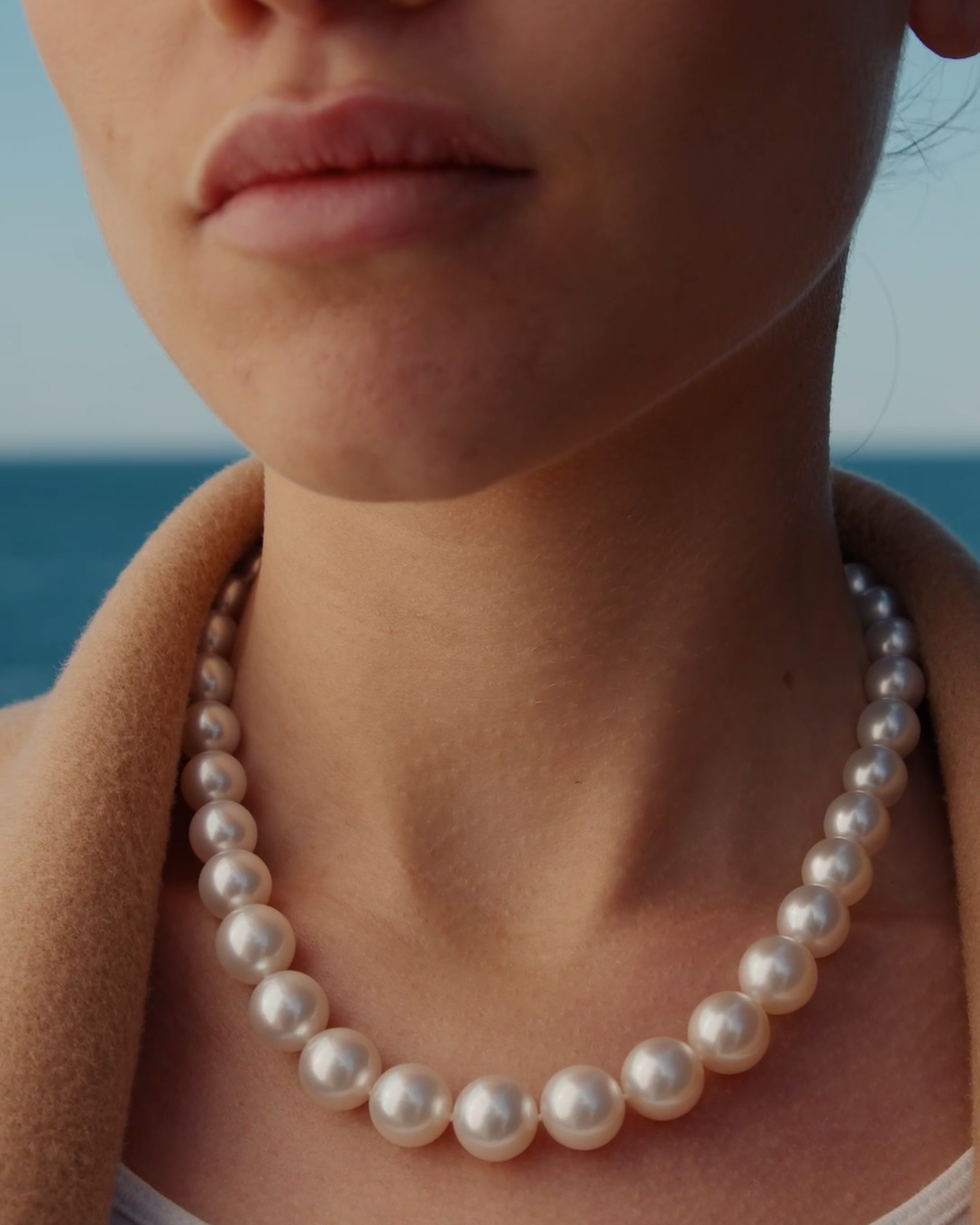 Autore South Sea Pearl Strand necklace on model