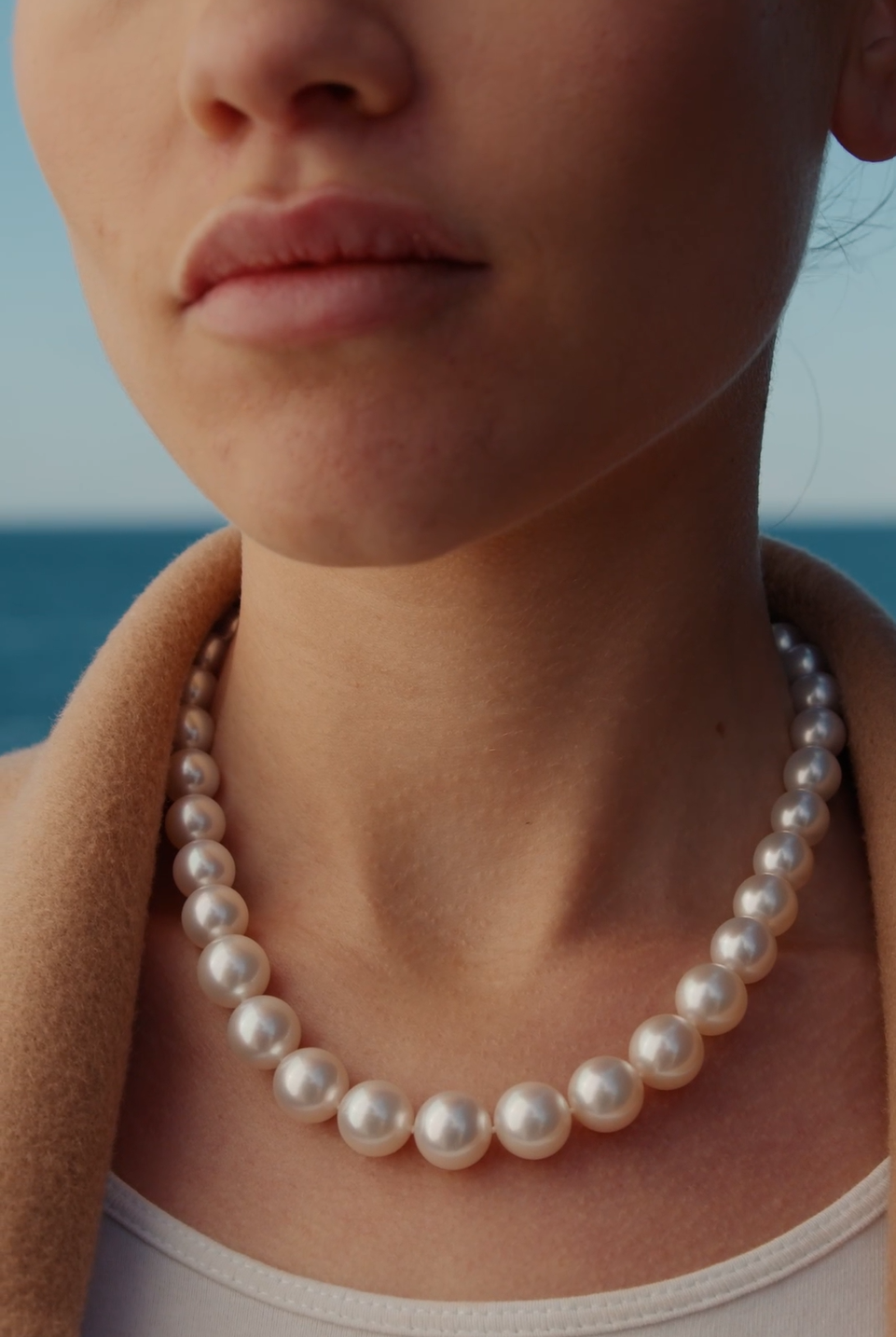 Autore South Sea Pearl Strand necklace on model