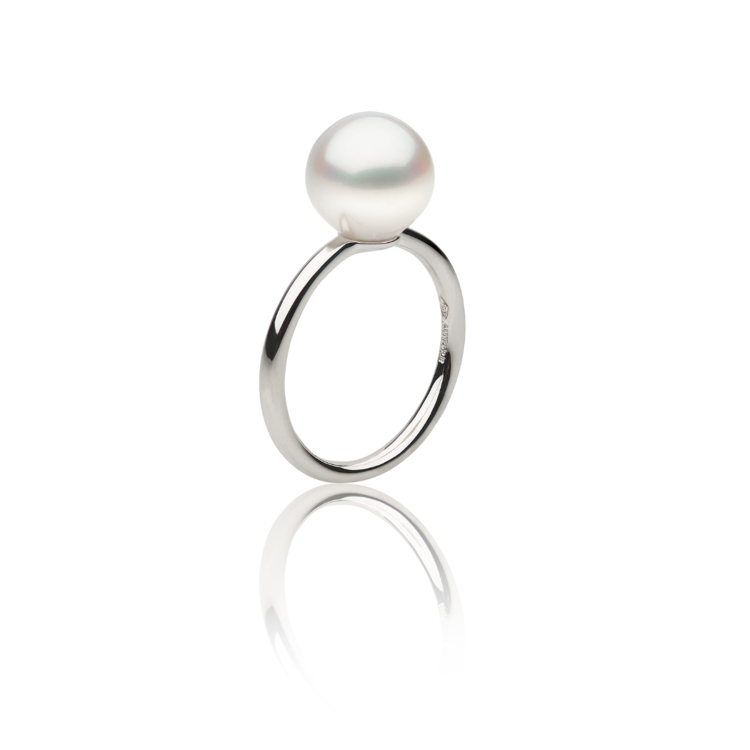 An Autore 18kt white gold eternity ring featuring a single white South Sea Pearl