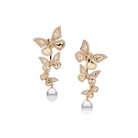 Autore Papillion Drop Earring featuring white diamonds and Australian South Sea Pearls on 18kt yellow gold