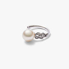 Autore Hercules Knot Ring featuring an Australian South Sea Pearl and white diamonds set in 18kt white gold