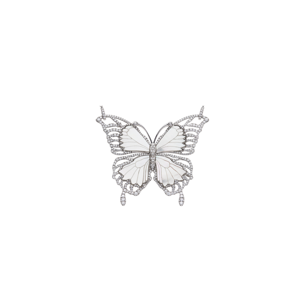 Papillon Mother of Pearl Brooch & Necklace