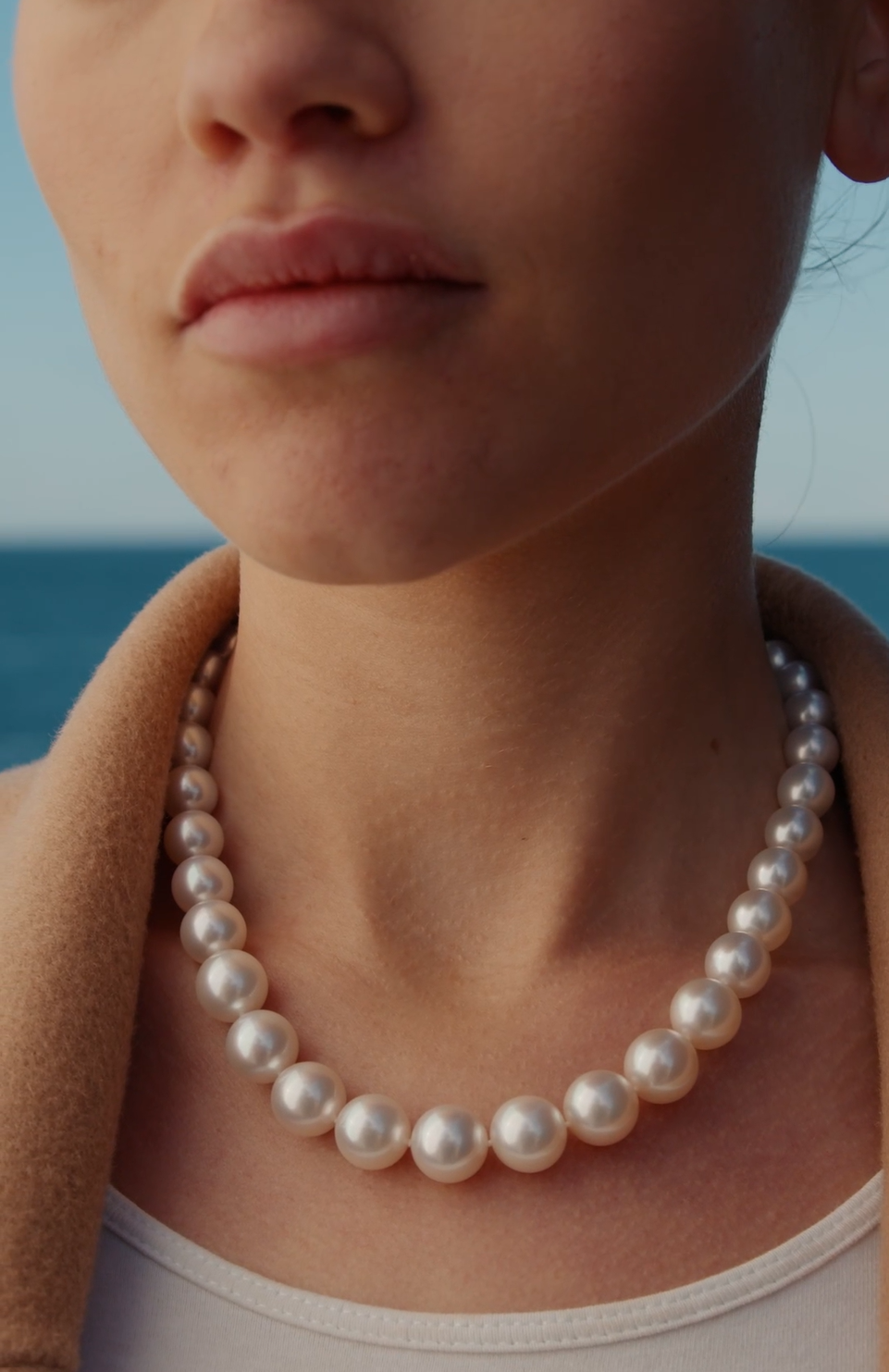 Autore South Sea Pearl Strand necklace on model