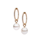 An 18kt yellow gold Autore medium diamond eternity hoop featuring a white South Sea Pearl removable drop