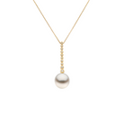Autore Bezel Pendant Drop necklace featuring white diamonds and Australian South Sea Pearls