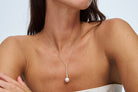 Model wearing an Autore South Sea Pearl Bezel Drop Pendant Necklace