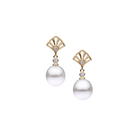 An Autore 18kt yellow gold and white diamond Geo Fan earring featuring a white South Sea Pearl