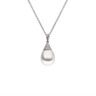Autore South Sea Pearl set in 18kt white gold white diamond pave Luna pendant