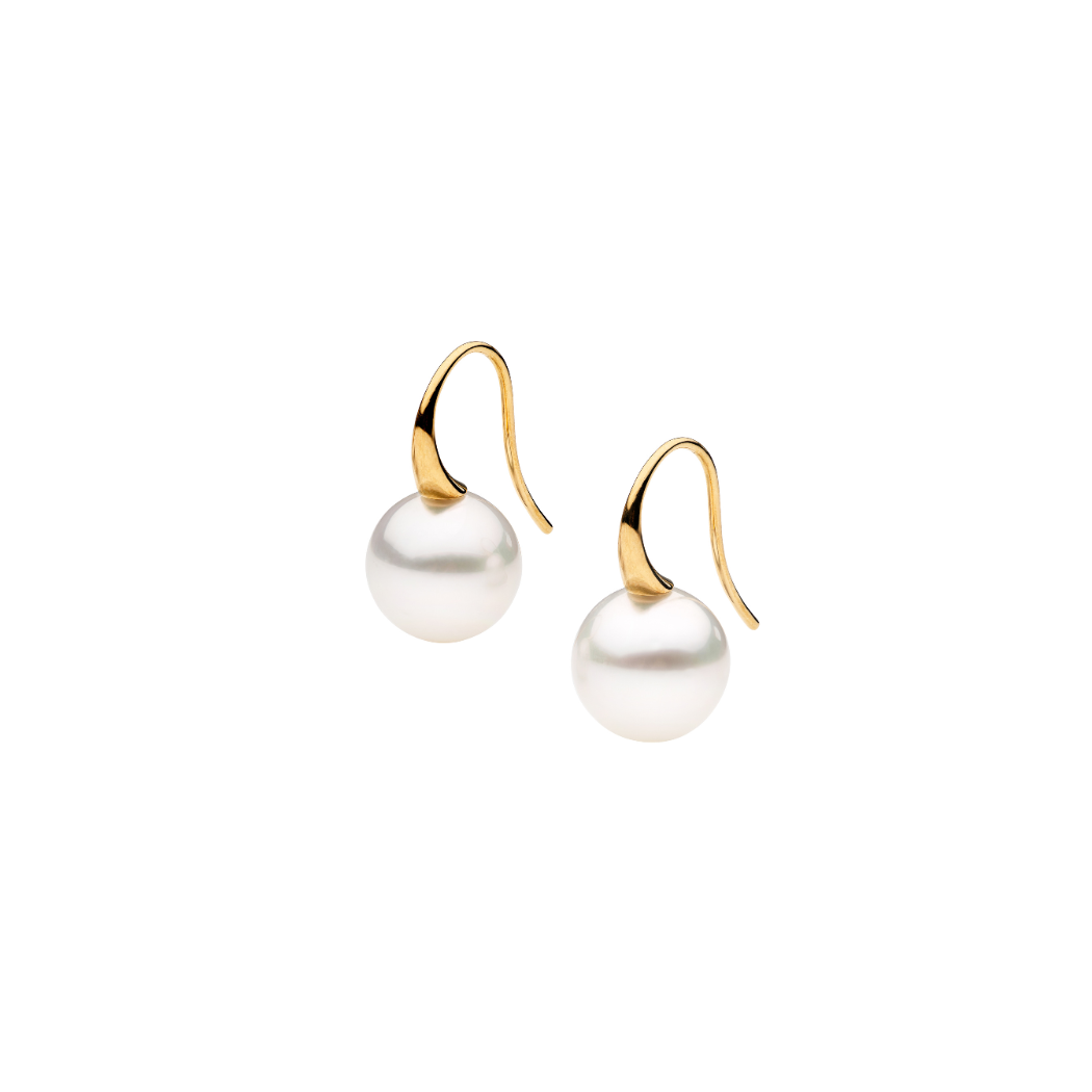 Autore South Sea Pearl on 18kt yellow gold Oro Shepherd Hook Earring