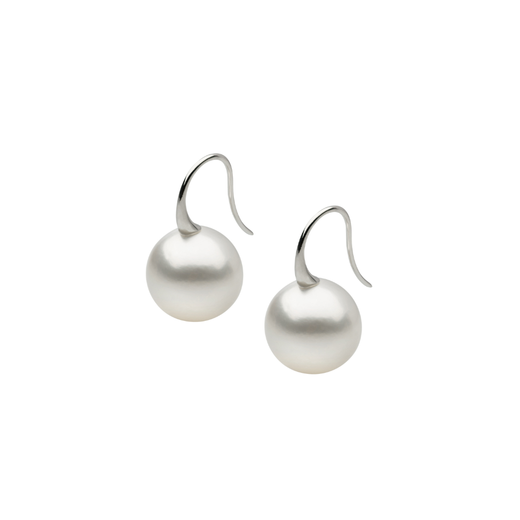 Autore South Sea Pearl set in 18kt white gold shepherd hook drop earring