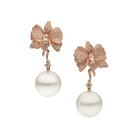 Autore Orchid Long Earring featuring pink and white diamonds and Australian South Sea Pearls set on 18kt rose gold