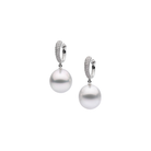 Autore South Sea Pearls set in 18kt white gold and white diamond tapered huggies