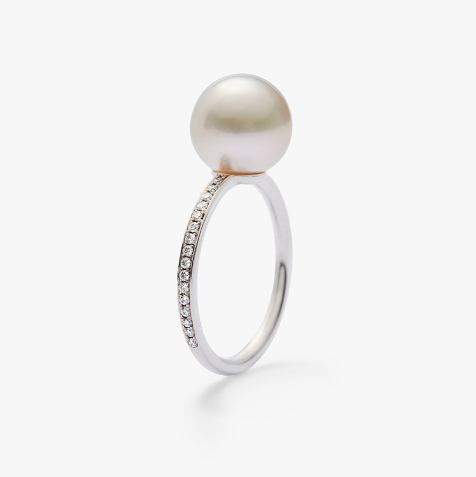 Autore Single Eternity Ring with Australian South Sea Pearl on 18kt white gold