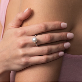 Autore Single diamond pave eternity with Australian South Sea Pearl on 18kt white gold