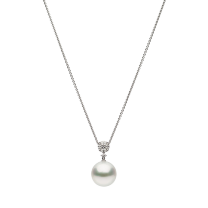 Autore Amore Petite South Sea Pearl and White Diamond Pendant in 18kt White Gold