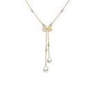 Autore Papillion Lariat Necklace featuring Australian South Sea Pearls and White Diamonds on 18kt yellow gold
