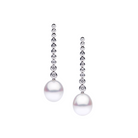 Autore Bezel Drop Earring featuring white diamonds and Australian South Sea Pearls in 18kt white gold