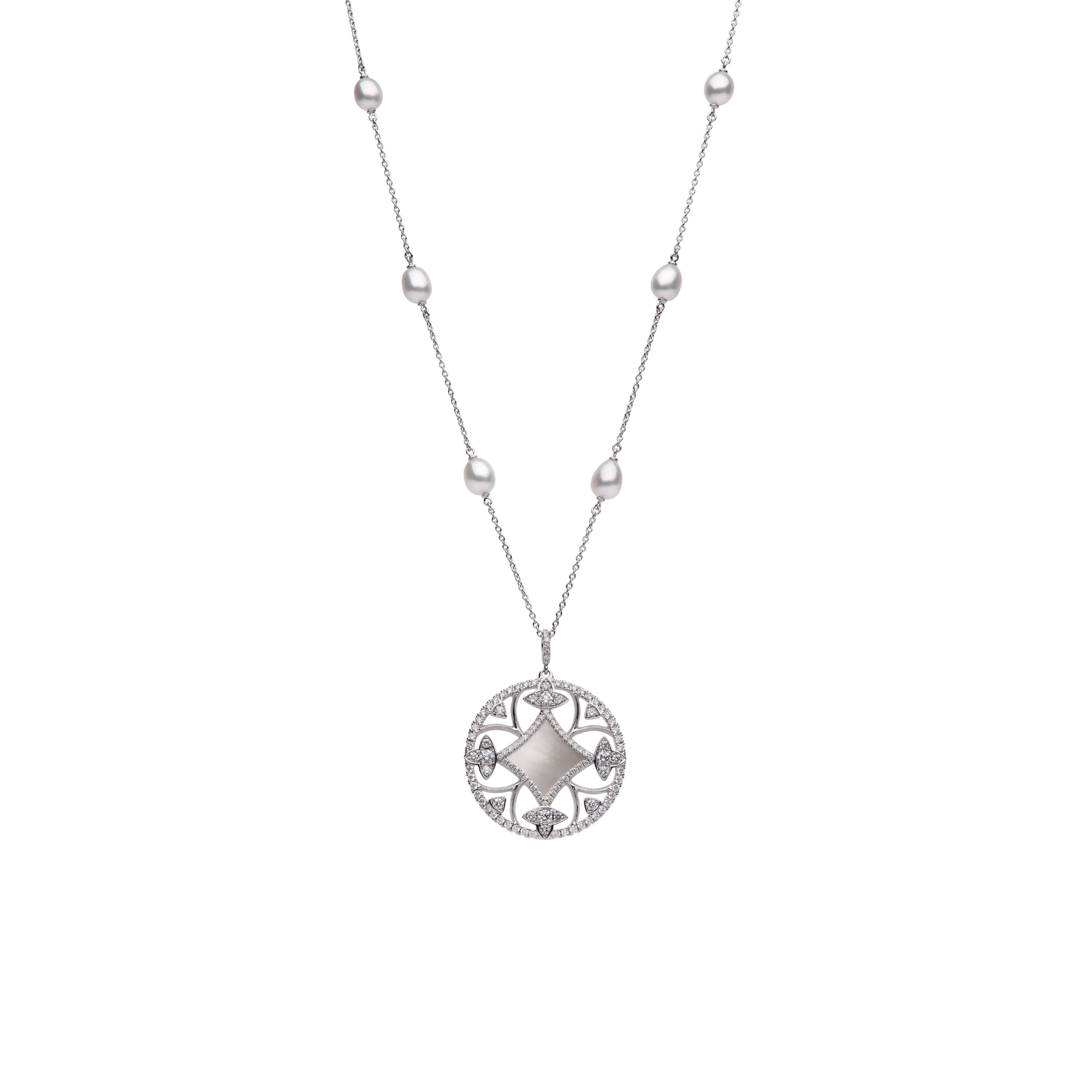 Clover Mother of Pearl & Diamond Necklace