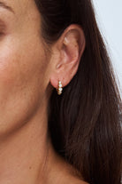 Close up of Autore South Sea Pearl White Diamond Bezel Hoop