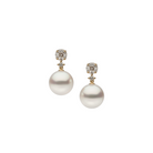 Autore Amore Earring featuring white diamonds and Australian South Sea Pearls set in 18kt Yellow Gold
