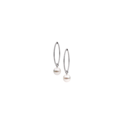 Autore Eternity Hoops with white diamonds and removable South Sea pearl drops in 18kt white gold
