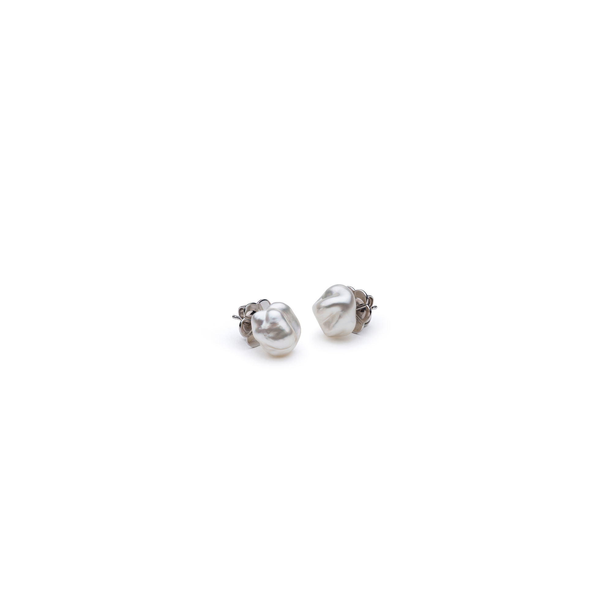 Autore Oro Keshi Studs with South Sea keshi pearls in 18kt white gold, front view