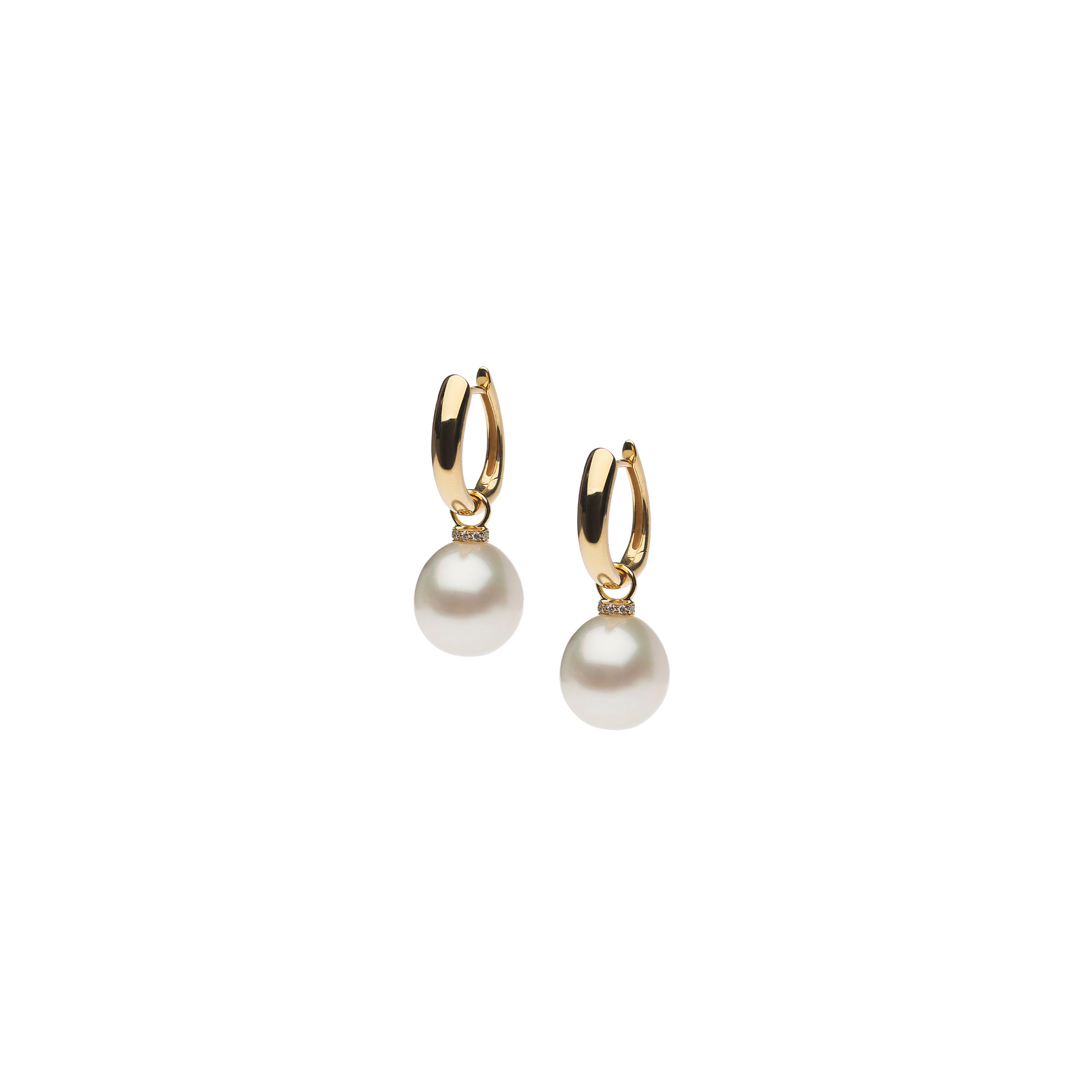Autore Serenity Oro Huggies with South Sea pearl drops in 18kt yellow gold