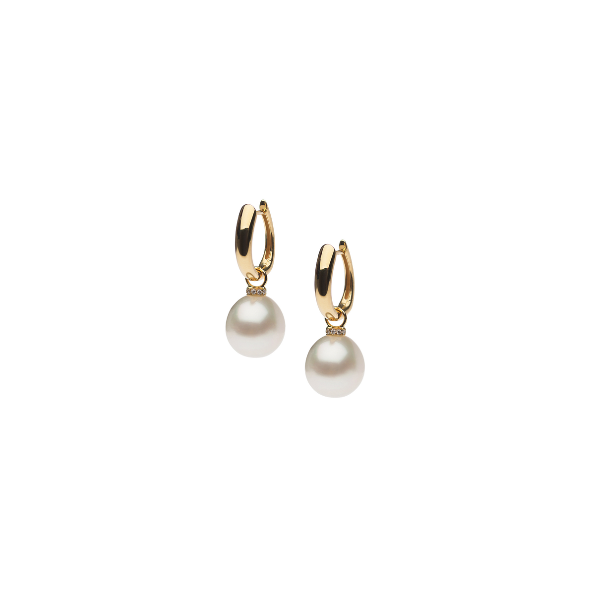 Autore Serenity Oro Huggies with South Sea pearl drops in 18kt yellow gold