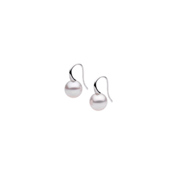 Autore Oro Shepherd Hook Earrings with round South Sea pearls in 18kt white gold